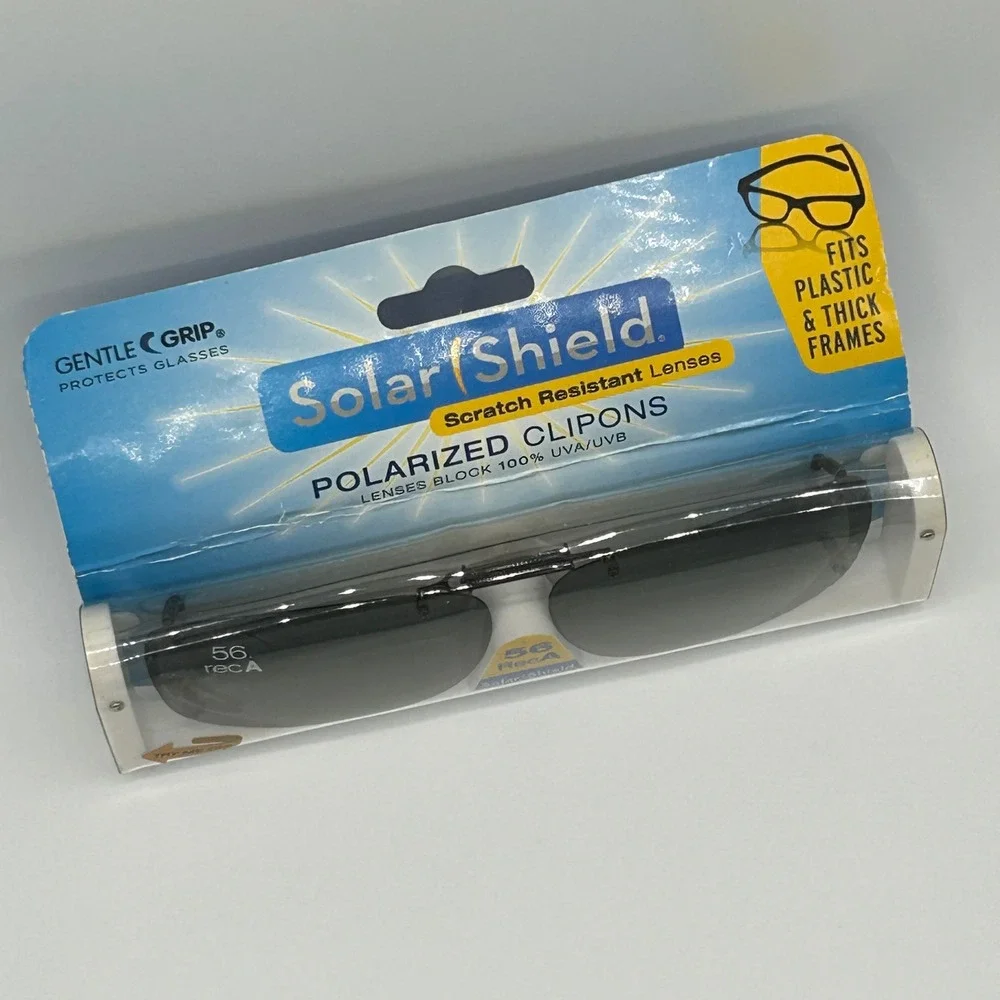 Solar Shield Polarized Clip On Sunglasses Scratch Resistant 56 RecA NEW WITH TAG